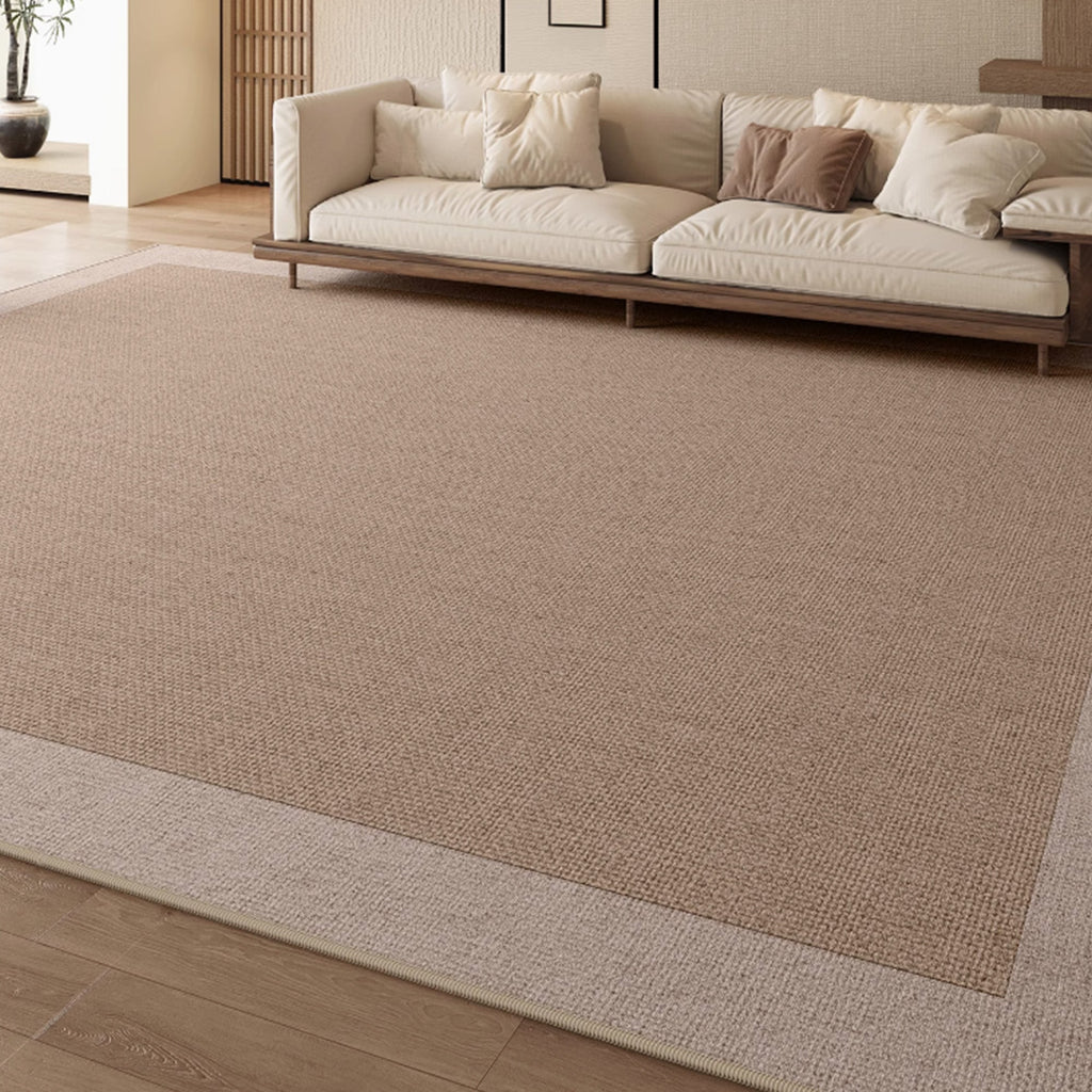 Easy Clean Rug Classic Two-Tone Border Spillproof Pet-Friendly Minimal ...